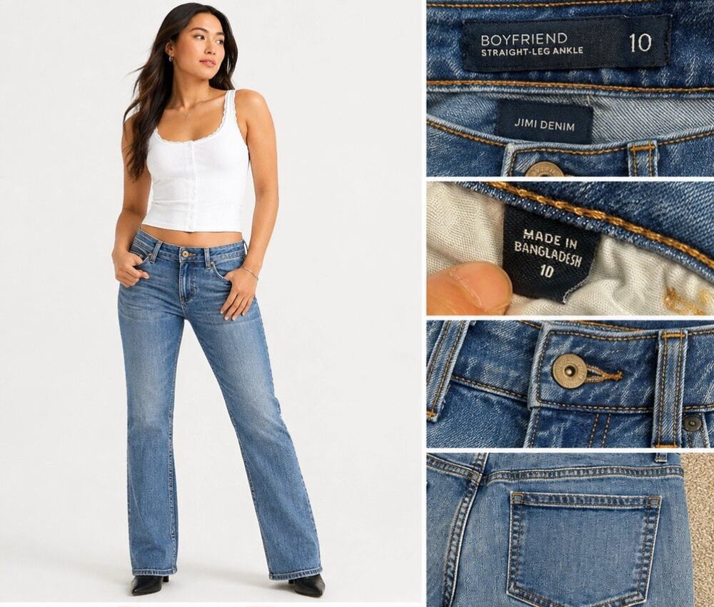 Classic J.Jill Denim Women's Boyfriend Straight Leg Jeans Size 10 Medium Wash
